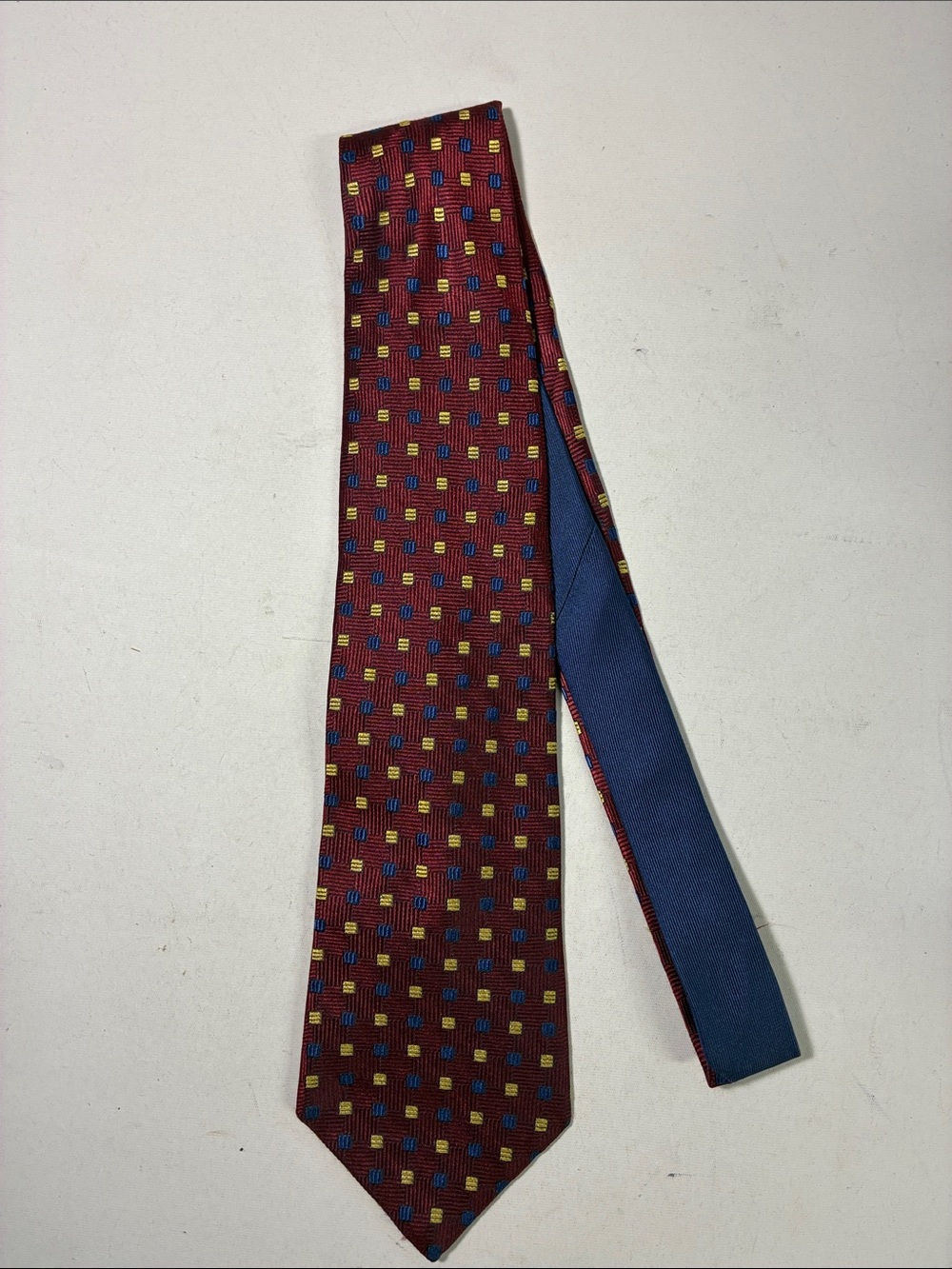 Men's Burgundy Geometric Silk Tie - Brand Unspecified
